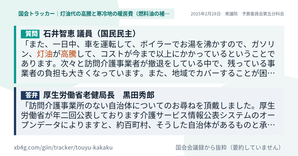 質問と答弁のカード