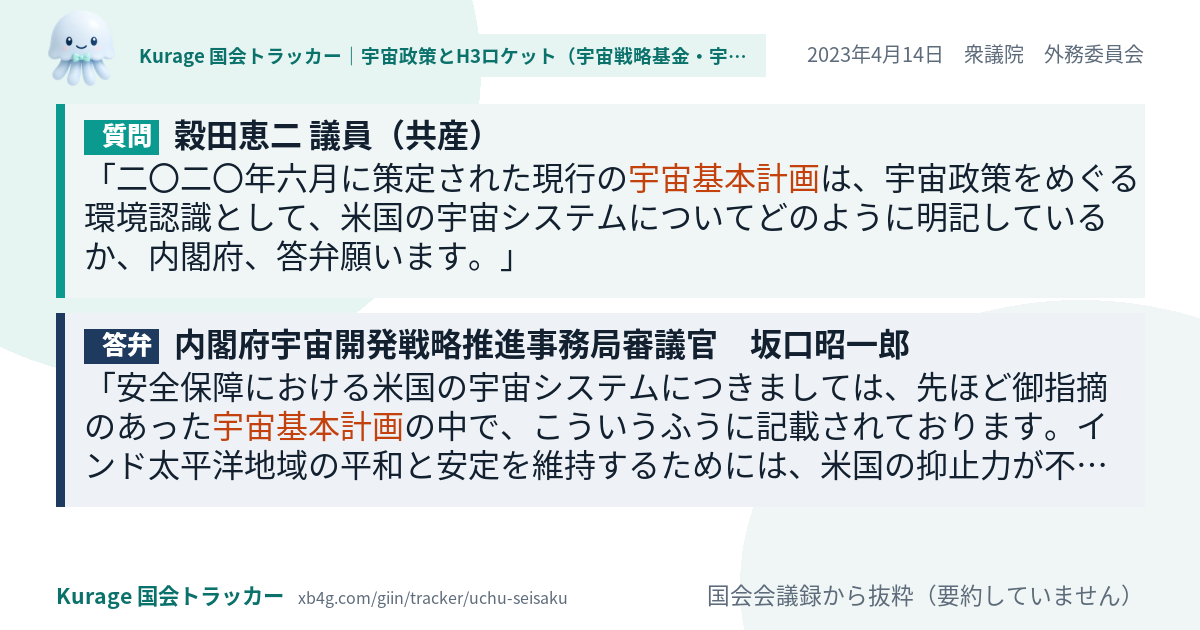 質問と答弁のカード