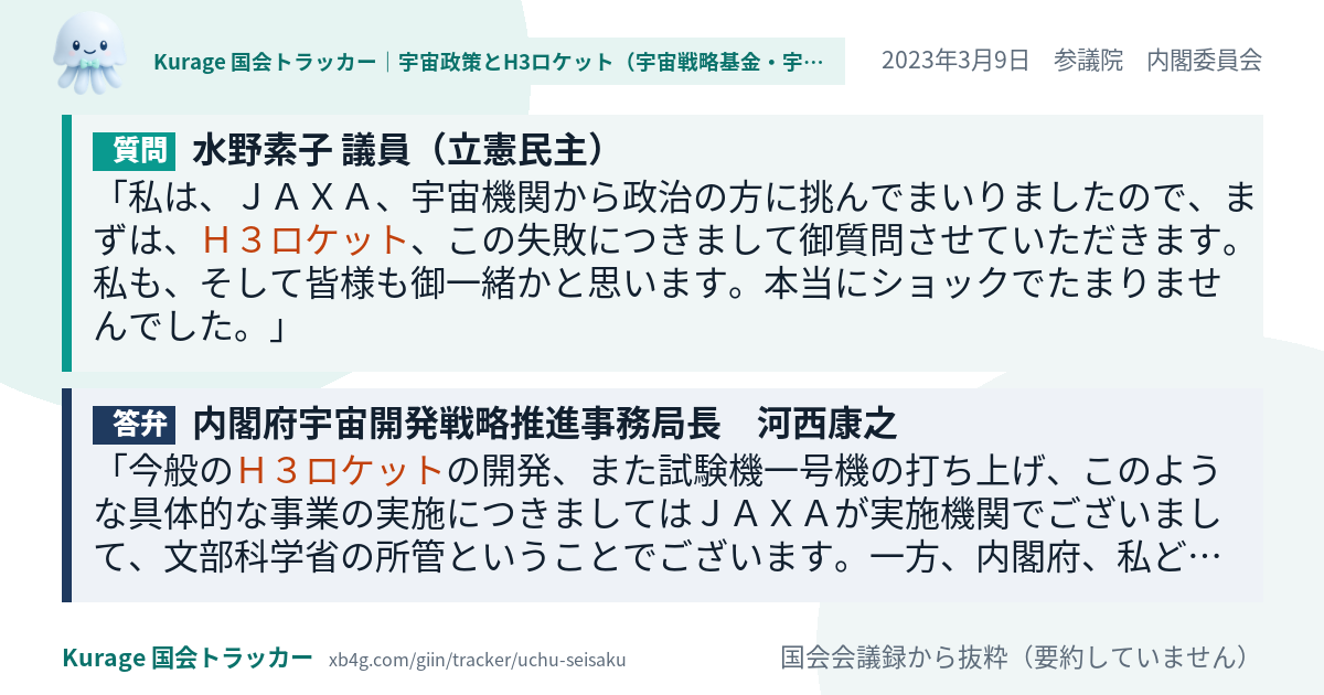 質問と答弁のカード