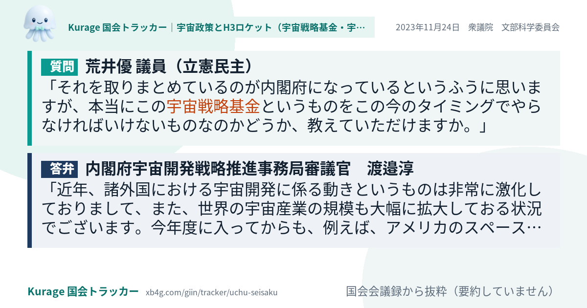 質問と答弁のカード