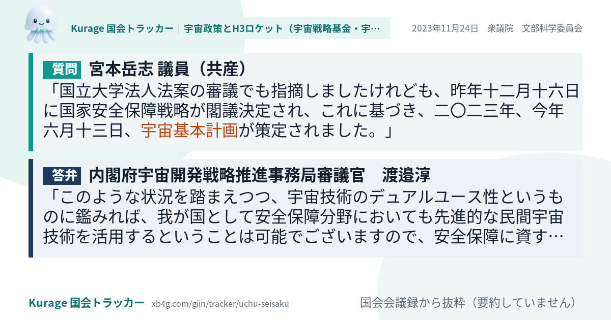 質問と答弁のカード