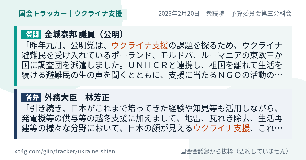 質問と答弁のカード