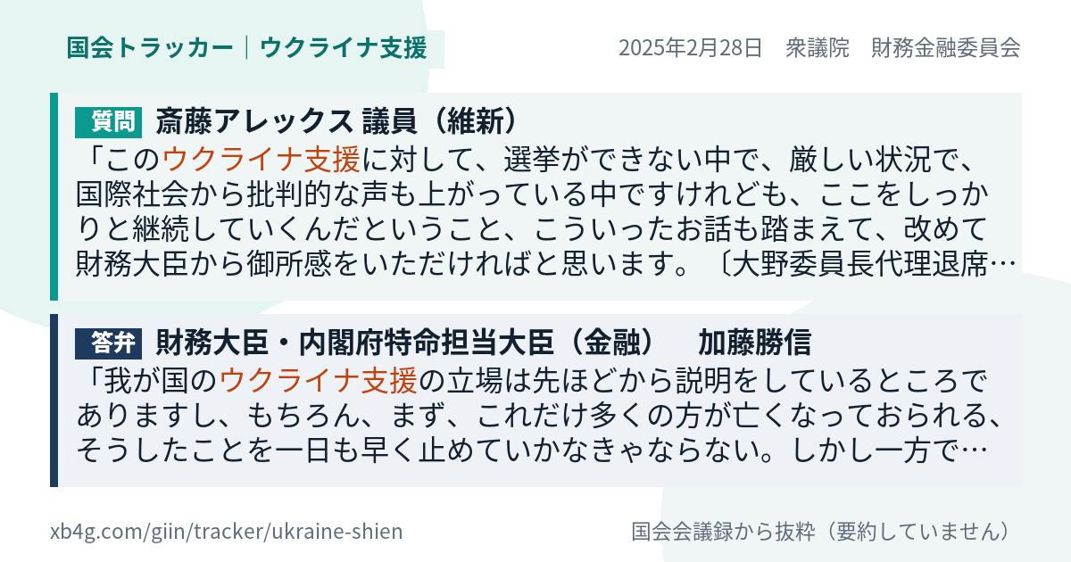質問と答弁のカード