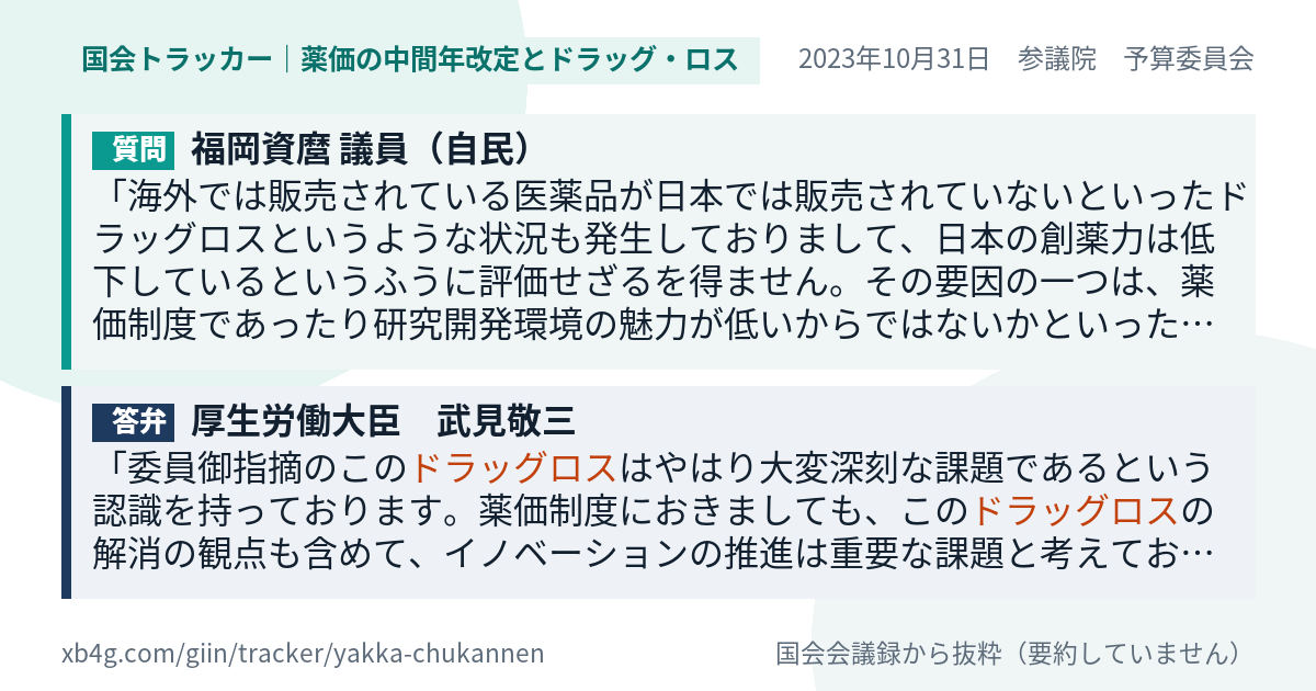 質問と答弁のカード