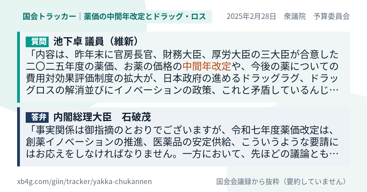 質問と答弁のカード