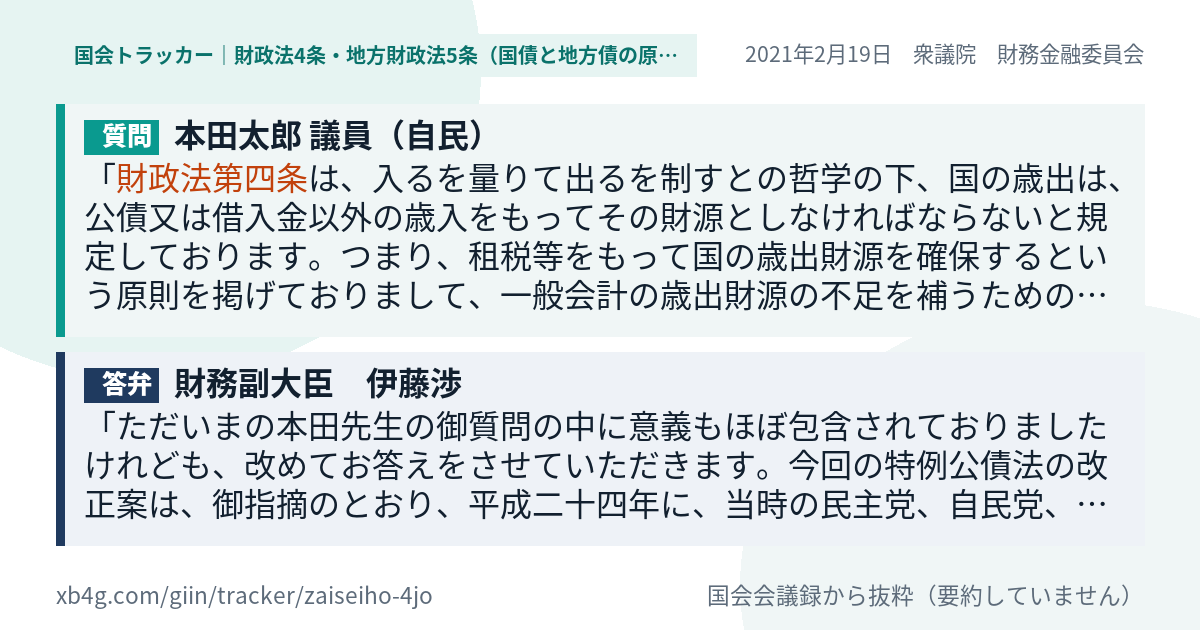 質問と答弁のカード