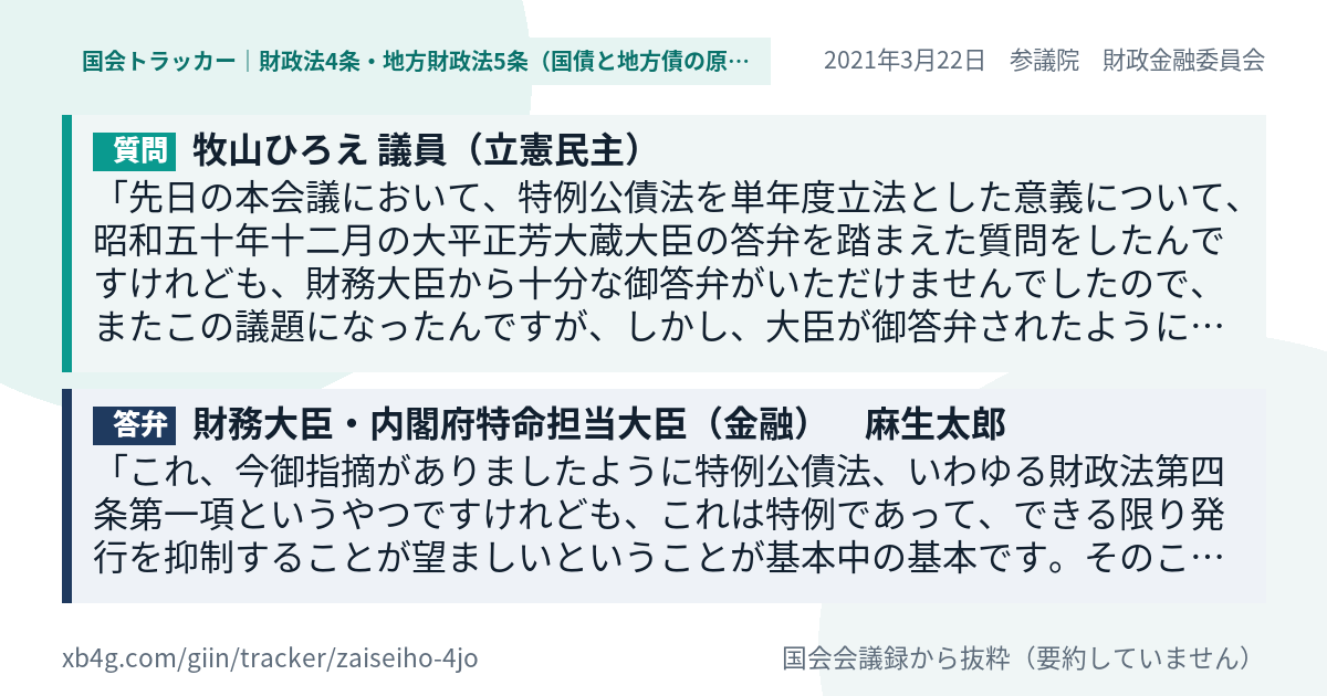 質問と答弁のカード