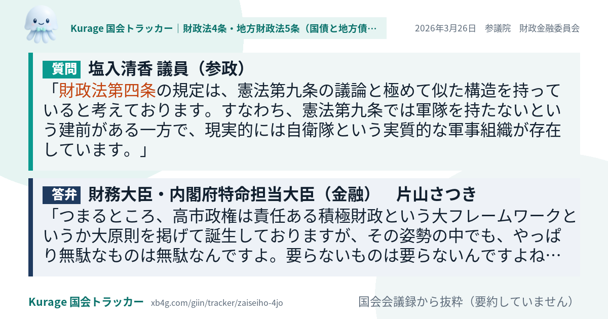 質問と答弁のカード